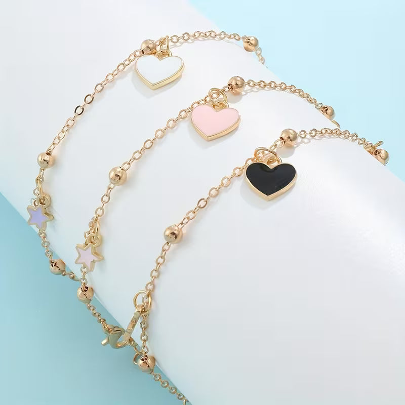 Heart/star trio charm bracelet
