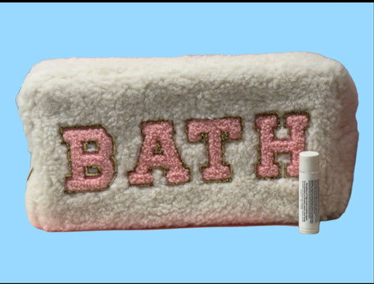 “BATH” large pouch - fuzzy white