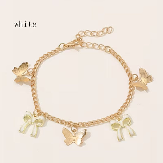 G-butterfly/bow charm bracelet